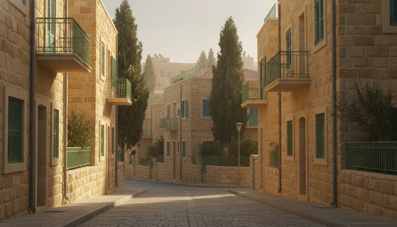 שכונת מגורים ירושלמית עם חזיתות אבן ירושלמית
